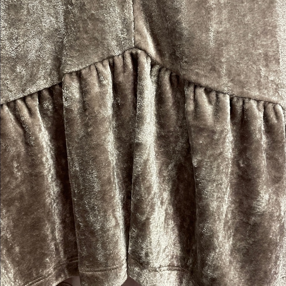 Dylan Velvet V-Neck Blouse in Taupe - Picture 6 of 7